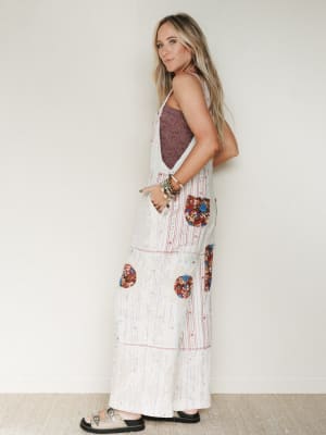 Art Notes Jumpsuit - Ruby Striped L / Ruby Striped