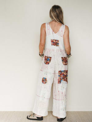 Art Notes Jumpsuit - Ruby Striped L / Ruby Striped