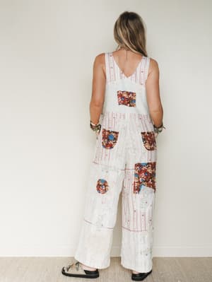 Art Notes Jumpsuit - Ruby Striped L / Ruby Striped