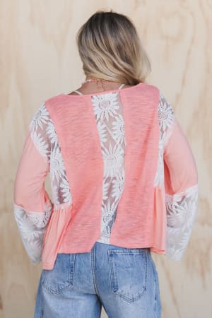 soft-bloom-lace-flare-top-coral/Orange