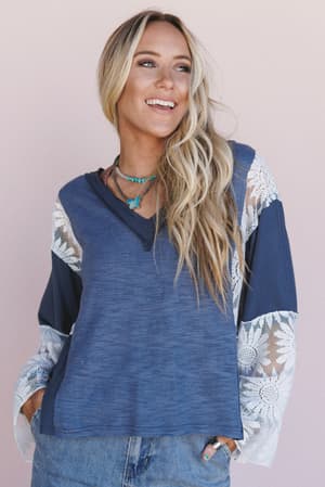 soft-bloom-lace-flare-top-indigo/Blue