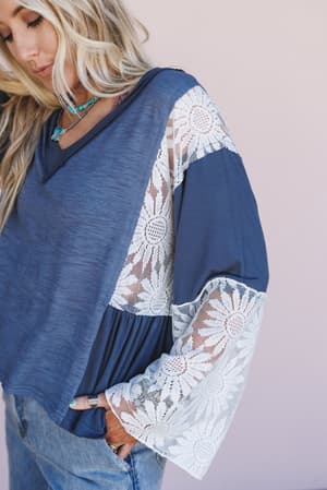 soft-bloom-lace-flare-top-indigo/Blue