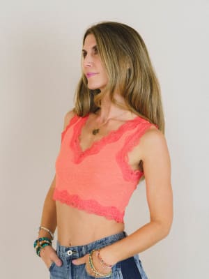 Lace Trim Cropped Cami: undefined