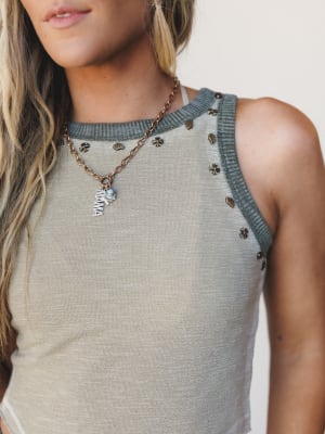 Venus Studded Tank - Olive S / Olive