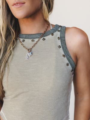 Venus Studded Tank - Olive S / Olive