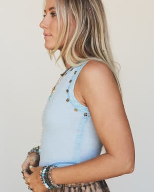 Venus Studded Tank - Powder Blue L / Powder Blue