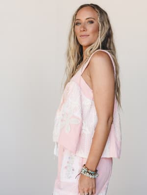 Patchwork Parade Woven Top - Pale Pink S / Pale Pink