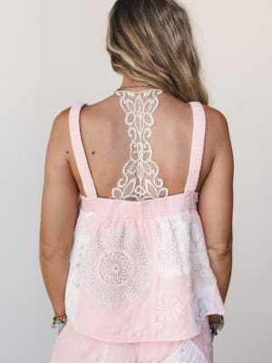 Patchwork Parade Woven Top - Pale Pink S / Pale Pink