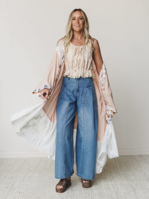 Sweet Sunday Kimono - Coral Peach S / Coral Peach