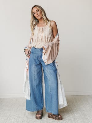 Sweet Sunday Kimono - Coral Peach S / Coral Peach