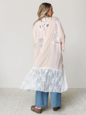 Sweet Sunday Kimono - Coral Peach S / Coral Peach