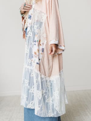 Sweet Sunday Kimono - Coral Peach S / Coral Peach