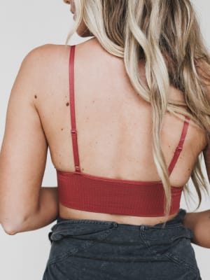 Audra Waistband Loop Lace Bralette - Rust S / Rust