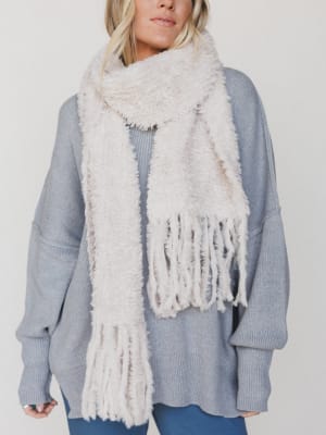 Cozy In The Cold Scarf - Ecru OS / Ecru