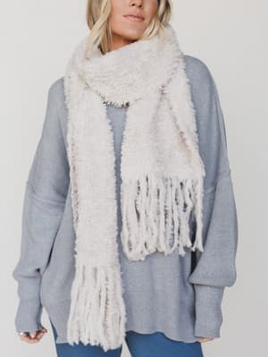 Cozy In The Cold Scarf - Ecru OS / Ecru