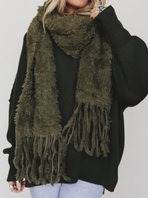 Cozy In The Cold Scarf - Olive OS / Olive