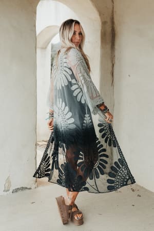 Poolside Ombre Lace Kimono: undefined