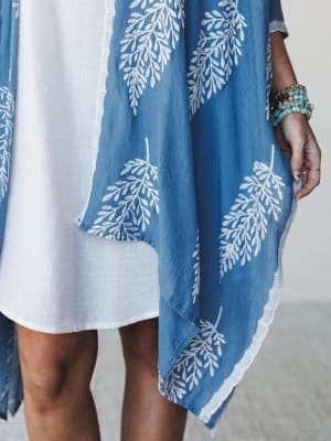 Spring Meadow Kimono - Blue OS / Blue