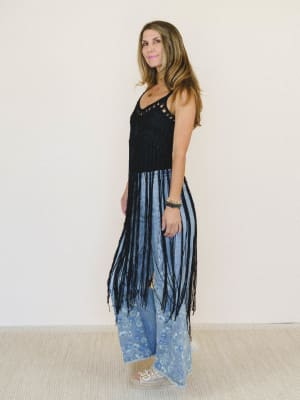 One with Nature Fringe Top - Black OS / Black