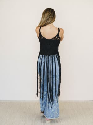 One with Nature Fringe Top - Black OS / Black