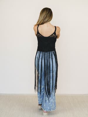 One with Nature Fringe Top - Black OS / Black
