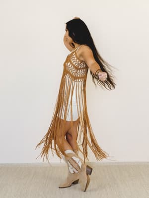 One with Nature Fringe Top - Camel OS / Camel