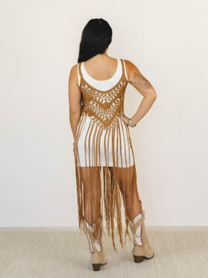 One with Nature Fringe Top - Camel OS / Camel