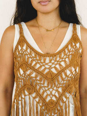 One with Nature Fringe Top - Camel OS / Camel