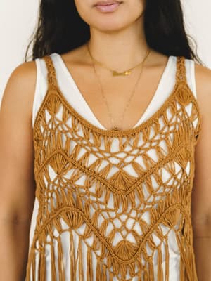 One with Nature Fringe Top - Camel OS / Camel