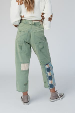 offshore-patchwork-detail-pants-light-green/Light Green