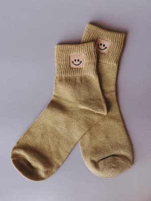 Softy Smile Socks: softy-smile-socks-mustard/Mustard
