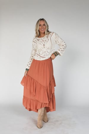 Washed Ashore Ruffled Maxi Skirt: undefined