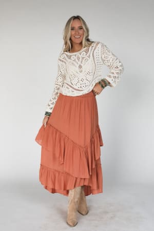 Washed Ashore Ruffled Maxi Skirt: undefined