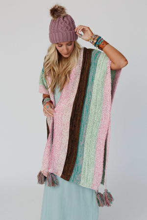 wandering-soul-striped-tassel-ruana-mint/Mint