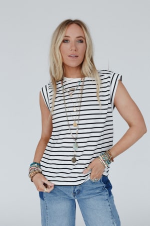 Fine Line Crew Neck Top: undefined