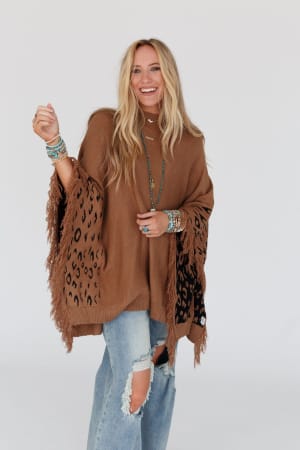 Tate Animal Print Poncho: undefined