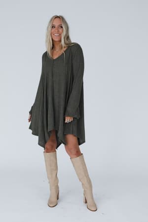 golden-hour-long-bell-sleeve-tunic-dress-olive/Olive
