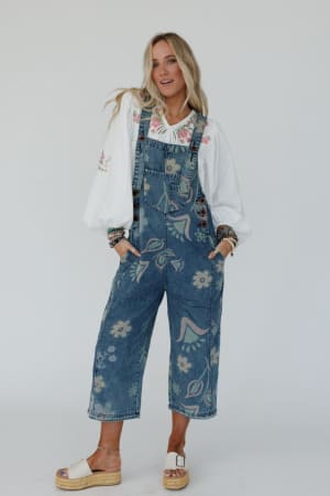 High Hopes Slouchy Pocket Denim Overalls: undefined