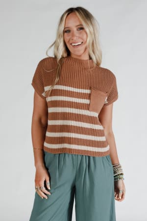 Margot Striped Sweater Top: undefined
