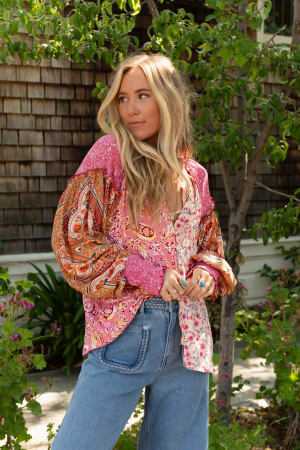danielle-mixed-floral-printed-top-pink/Pink