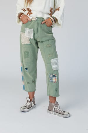 offshore-patchwork-detail-pants-light-green/Light Green