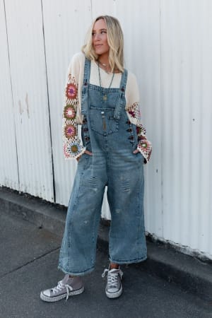 High Hopes Slouchy Pocket Denim Overalls: undefined