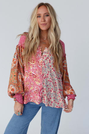 danielle-mixed-floral-printed-top-pink/Pink