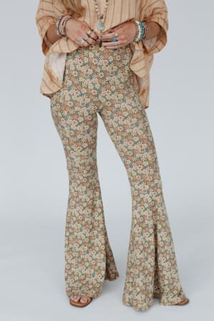 dream-in-flowers-flare-pants-natural-denim/Denim Khaki