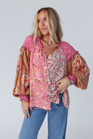 danielle-mixed-floral-printed-top-pink/Pink