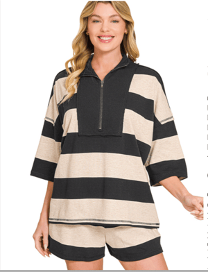 sunset-stripes-short-set-black/Black