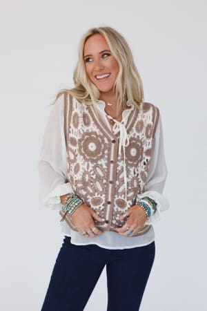 Tandie Crochet Vest And Blouse Set: undefined