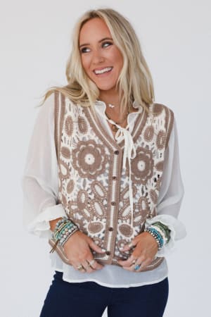 Tandie Crochet Vest And Blouse Set: undefined