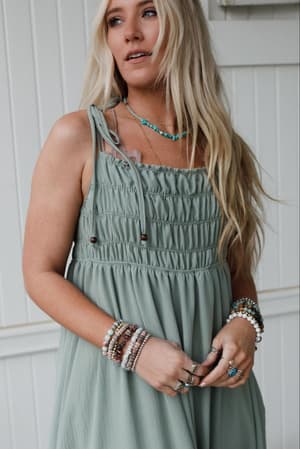 The Nest Bohemian Grace Maxi Dress in Sage from Three Bird Nest