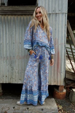 the-nest-lani-wide-leg-pants-blue-border-print/Blue Multi